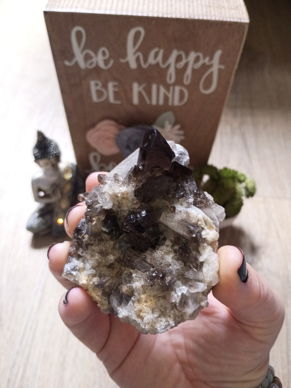 Smoky Quartz Crystal Cluster From Brazil - Natural Black and Clear Home Accent